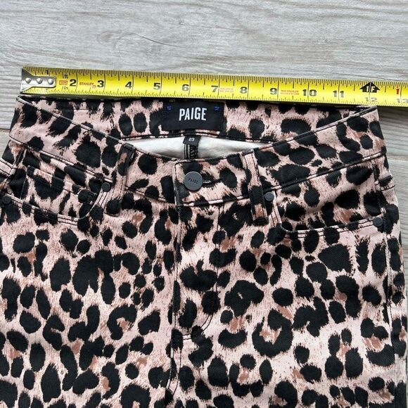 Paige Women's Pink Leopard Print Frayed Hem Skinny Hoxton Ankle Jeans Size 23 - Picture 3 of 11